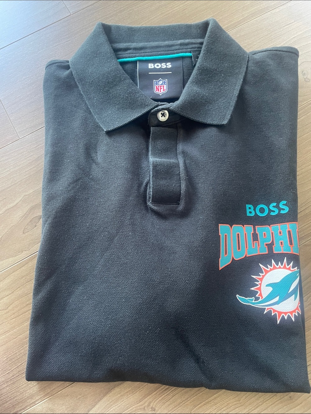 Set of 2 Boss Black Polo Shirts w/ Miami Dolphin Logo SZ XL and XXL - Picture 2 of 12